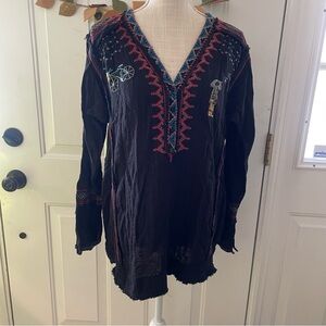 Johnny Was Rainy Day Embroidered Long Sleeve Women's Blouse (Size S)